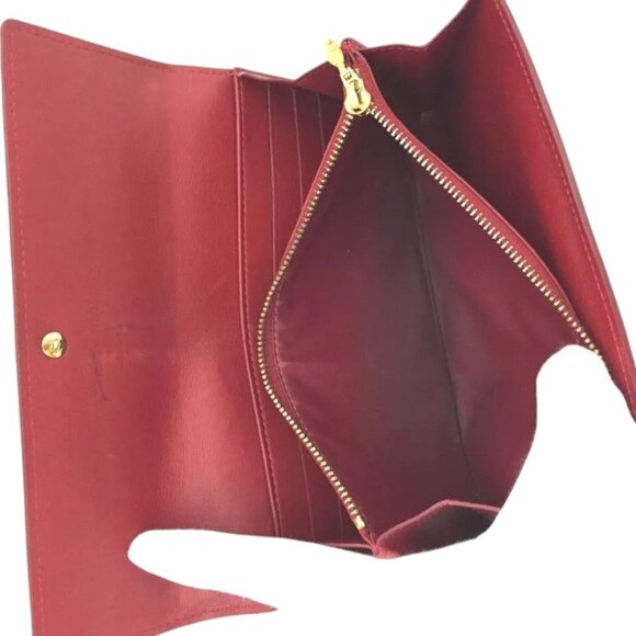 293219AR (X2) Louis Vuitton Wallet Long Rayeur Porte Feuille Sarah Red Monogram - Picture 7 of 9